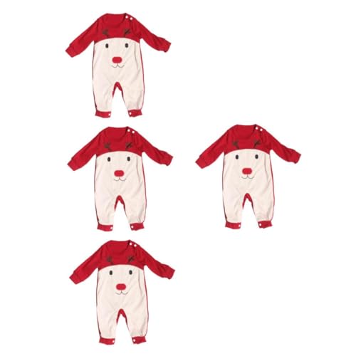 DEARMAMY 4 Stück Weihnachtskleidung für Babys winteranzug Weihnachtsbaby-Outfit -Weihnachtsoutfit Weihnachts- -Outfit neugeborener babyoverall einteiliger Strampler von DEARMAMY