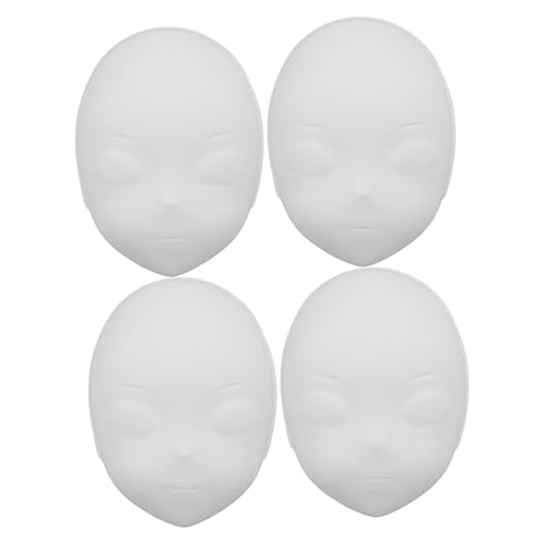 DEARMAMY 4 Stück Weiße DIY Masken zum Bemalen Leichte und Langlebige Vollgesichts-masken aus Stabilem Material Glatte Oberfläche für Kreative Kostüm Bastelprojekte bei Halloween Karneval von DEARMAMY
