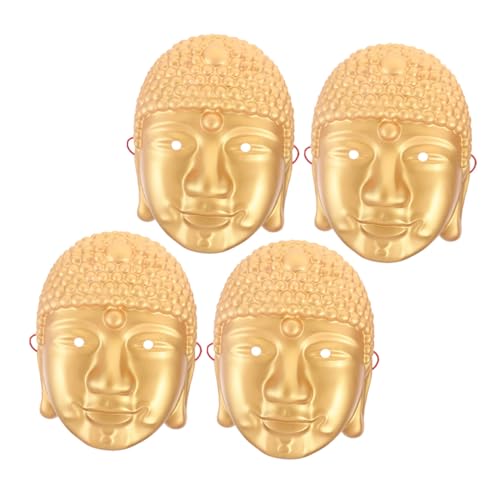 DEARMAMY 4 Stücke Buddha Maske Realistisch Kunstvoll Gestaltet Leichte Cosplay Gesichtsmaske für Maskerade Halloween Karneval und Themenveranstaltungen Komfortabel für Männer und Frauen von DEARMAMY