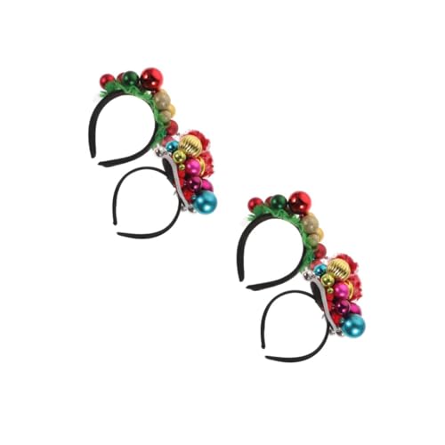 DEARMAMY 4 Teiliges Weihnachts Haarreifen mit Glocken Dekorative Haarschmuckstücke für Erwachsene und Festliche Kopfbedeckung für Weihnachtsfeiern Karneval und Kostümpartys Buntes von DEARMAMY