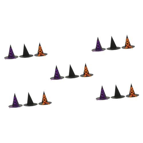 DEARMAMY 5 Sätze Schleife Zaubererhut Hexenhut Im Halloween-Design Glitzernder Hexenhut Halloween Witch Hat Halloween Cosplay Hat Geschmeidiger Hexenhut Party-Cosplay-Hut Stoff 3 Stück * 5 von DEARMAMY