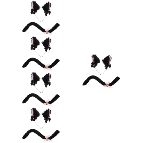 DEARMAMY 5 Sätze Stirnband Mit Katzenohren Katzenschwanz Kostümzubehör Katzenohren Kopfband Katzenohren Halloween Fuchs Katzenohren Cosplay Katzenkostüm Für Mädchen Polyester 2 Stück * 5 von DEARMAMY