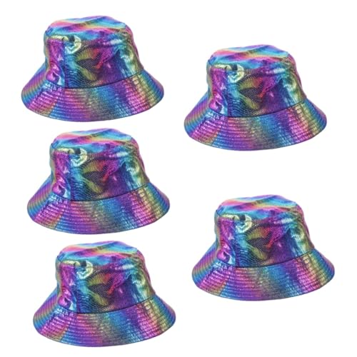 DEARMAMY 5 Stück Frauenhut Eimerhüte große Hüte Eimerhut für Strandpartys Bucket Hats für Damen strandloege buckethat Fischerhut im Freien Fischerhut für Damen Polyester (Polyesterfaser) von DEARMAMY