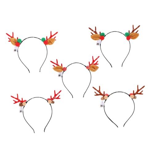 DEARMAMY 5 Stück Luminöses Teiliges Weihnachts Geweih Stirnband Leichtes Bequemes Xmas Party Haarreif mit Rutschfestem Sitz Charmantes Rentier Design für Damen und Mädchen für Festtage von DEARMAMY