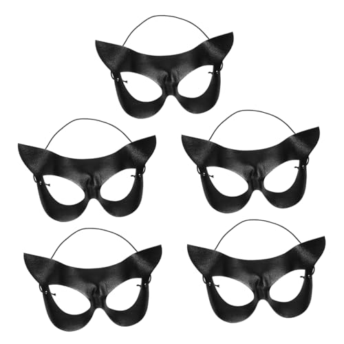 DEARMAMY 5 Stück Teiliges Schwarze Halbe Katzenmaske für Halloween Karneval Cosplay Party Stilvolle Half face für Gruppenkostüme und Mottopartys DEARMAMY 5 Stück Teiliges Schwarze Halbe Katzenmaske für Halloween Karneval Cosplay Party Stilvolle Half face für Gruppenkostüme und Mottopartys von DEARMAMY