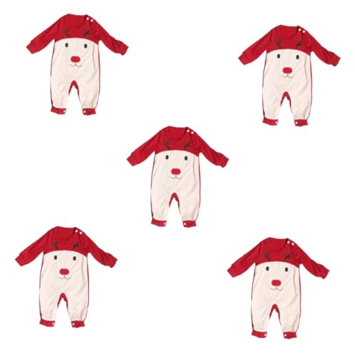 DEARMAMY 5 Stücke Baby Jungen Mädchen Weihnachten Santa Hülse Elch Kleinkind Overall Neugeborenen Weihnachten Party Outfit von DEARMAMY