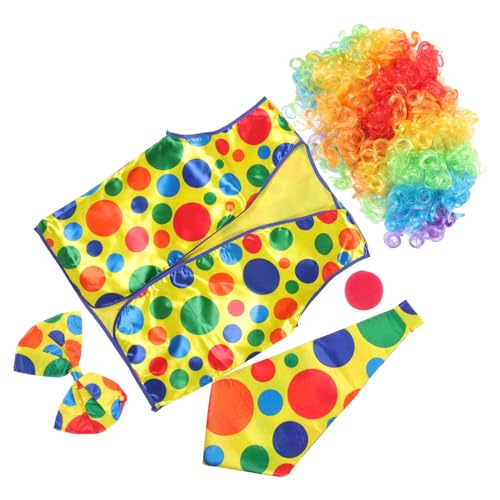 DEARMAMY 5 Teiliges Clown Kostü Set Für Erwachsene Clown Perücke Rote Clownsnase Fliege Weste Und Weitere Clown Accessoires Für Halloween Feiern Und Kostümpartys DEARMAMY 5 Teiliges Clown Kostü Set Für Erwachsene Clown Perücke Rote Clownsnase Fliege Weste Und Weitere Clown Accessoires Für Halloween Feiern Und Kostümpartys von DEARMAMY