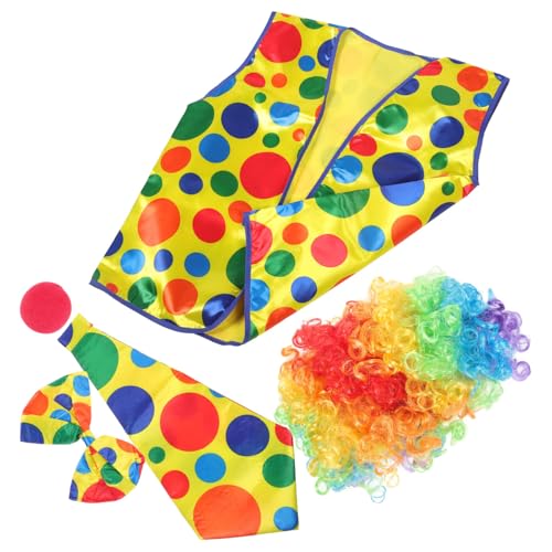 DEARMAMY 5 Teiliges Clown Kostü Set Für Erwachsene Clown Perücke Rote Nase Fliege Und Weste Ideal Für Karneval Halloween Und Kostümpartys Spaßige Clown Kostümaccessoires DEARMAMY 5 Teiliges Clown Kostü Set Für Erwachsene Clown Perücke Rote Nase Fliege Und Weste Ideal Für Karneval Halloween Und Kostümpartys Spaßige Clown Kostümaccessoires von DEARMAMY