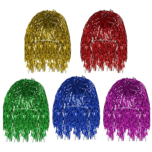 DEARMAMY 5St Kostüm Cosplay Perücken halloween perücken halloween wig accessoires fasching Haarteile funkeln ausgefallene Perücken glänzende Perücken Folie Lametta Party Perücken Plastik von DEARMAMY