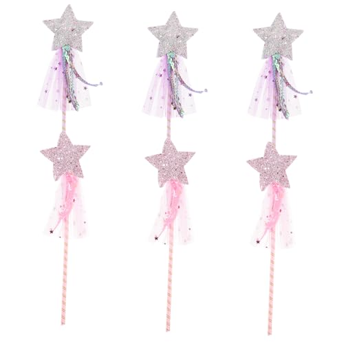 DEARMAMY 6 Stück Teiliges Feenstäbe für Mädchen Glitzernde Handgehaltene Magische Stäbe Leichtes Design für Geburtstagsfeiern Kostüme und Rollenspiele Dekoratives Cosplay-zubehör von DEARMAMY