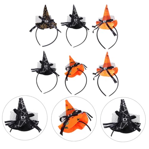 DEARMAMY 6 Stück Teiliges Halloween Haarreif mit Hexenhut und Kürbis Schädel Design Bronziert Komfortabel mit Umwickelt für Halloween Party Karneval und Kostümfeiern von DEARMAMY