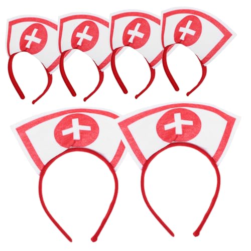 DEARMAMY 6 Stück Teiliges Halloween Krankenschwester Stirnband mit Kreuz Design Haaraccessoires für Halloween Cosplay Bequem und Langlebig Party Kopfbedeckung für Damen von DEARMAMY