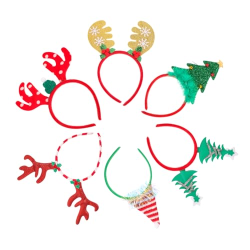 DEARMAMY 6 Stück Teiliges Weihnachts Haarreifen Leichtes Komfortables Stirnband Vielseitiger Haarschmuck für Erwachsene Festliche Rentier und Weihnachtsdesigns für Weihnachtsfeier Karneval von DEARMAMY