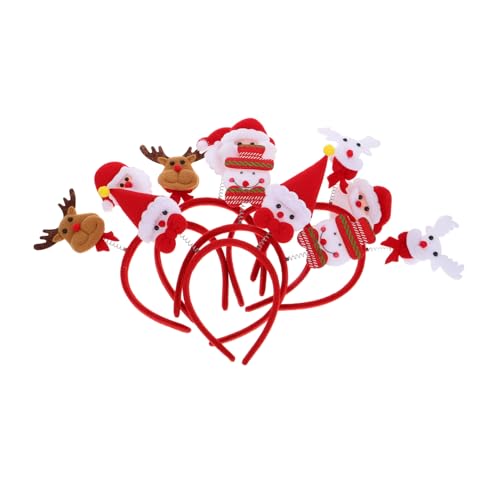 DEARMAMY 6 Stück Teiliges Weihnachts Haarreifen mit Niedlichen Rentier und Schneemannmotiven Langlebig Komfortabel Unisex für Festliche Partys und Kreative Weihnachtskostüme von DEARMAMY