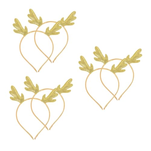 DEARMAMY 6 Stück Weihnachtliches Haarband mit Goldenem Glitzer und Kreativem Geweih Design Leichtes Stoffmaterial Bequemes Tragen für Party Kostüm und Festtagsauftritte von DEARMAMY