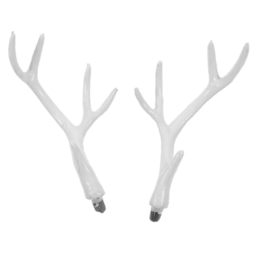 DEARMAMY 7 Paare Weiße Filzbezogene DIY Hirschgeweih Haaraccessoires Dekorative Geweih Kopfschmuck für Weihnachten Party und Karneval Realistisches Rentier Haarornament von DEARMAMY