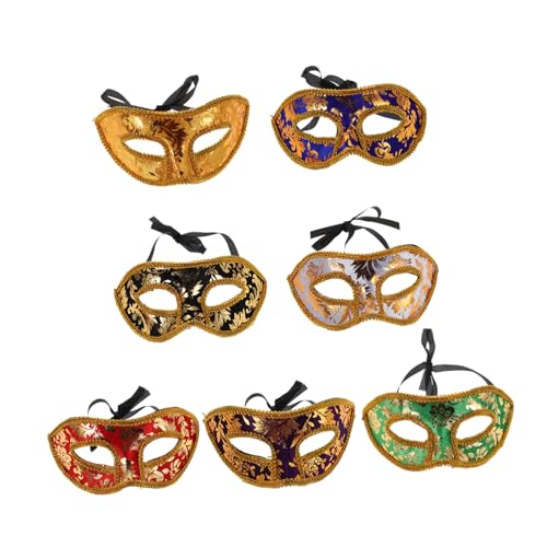 DEARMAMY 7 Stück Teiliges Maskenball Masken Herren Venezianische Halbgesicht Maske mit Überzug Weiche Textur Karneval Kostüm Accessoire für Fasching und Themenpartys von DEARMAMY