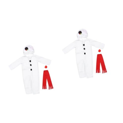 DEARMAMY 8 Stück Schneemann Kostüm Teilig aus Nylon mit Jumpsuit Schal und Mütze Bequemes Cosplay Outfit für Weihnachten Halloween und Fasching von DEARMAMY
