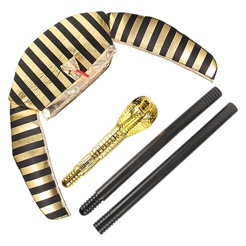 DEARMAMY Ägyptisches Kostümzubehör Goldplattierter Pharaonen Hut und Schlangen Einzigartiges Cosplay Accessoire für Halloween Mottoparty und Festliche Verkleidungen von DEARMAMY