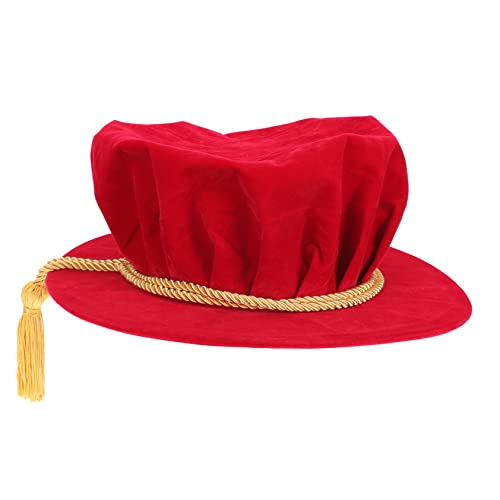 DEARMAMY Abiturmütze Abschlusshut Für Erwachsene Unisex Fedora-hüte Für Männer Arzt Sonnenhut Damen Frauen Hut Sonnenhüte Doktorhut Für Doktoranden Mütze Frauen Kappe Sol Rot Samt von DEARMAMY