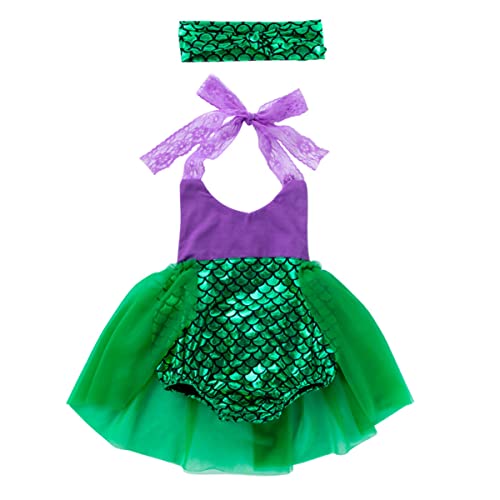 DEARMAMY Baby-mädchen-kleiderset Meerjungfrauen-spitzen-tutu-strampler Mit Stirnband Für Besondere Anlässe von DEARMAMY