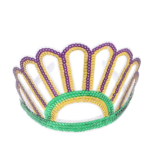 DEARMAMY Bunte Pailletten-Kronen-Tiara Girlande Kostüme Hochzeitsdekorationen geburtstagskrone fasching kopfbedeckung Pailletten-Stirnbänder für Frauen Pailletten-Kopfschmuck Plastik von DEARMAMY