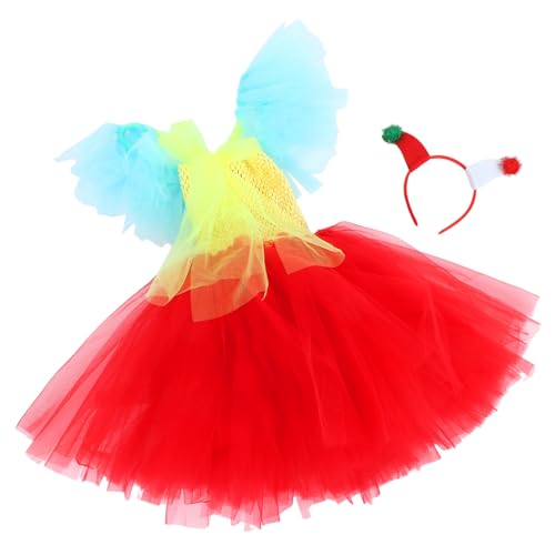 DEARMAMY Clown Kostüm mit Tutu Rock und Haarband Weiches Atmungsaktives Material Bunte Zirkus Verkleidung für Mädchen Halloween und Fasching Party Bequem und Hautfreundlich für Rollenspiele von DEARMAMY