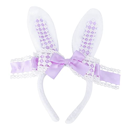 DEARMAMY Cosplay Kaninchenohren Haarreif mit Schleife Süßes Mädchenaccessoire für Partys Fotografie und Kostüme Zartem für Karneval und Maskeraden von DEARMAMY