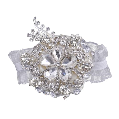 DEARMAMY Crystal Bridal Corsage mit Perlen und Silbernem Finish Seidenblumen Armbinde für Hochzeit Abschlussball Valentinstag Cocktailparty Edles Handgelenks Blumenaccessoire für DEARMAMY Crystal Bridal Corsage mit Perlen und Silbernem Finish Seidenblumen Armbinde für Hochzeit Abschlussball Valentinstag Cocktailparty Edles Handgelenks Blumenaccessoire für von DEARMAMY