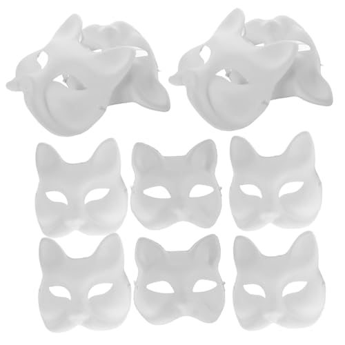 DEARMAMY Unbemalte Tiermasken 10-teiliges Katzenmasken-set Handbemalte Masken Für Halloween-festivals von DEARMAMY