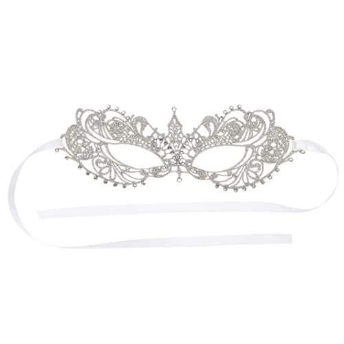 DEARMAMY Diamant aushöhlen Maske Outfits Halloween-Maske einfache Masken zum dekorieren Maskerade halloween party halloween masken Party-Rollenspiel-Maske Tanzparty-Maske Spitze Silver von DEARMAMY