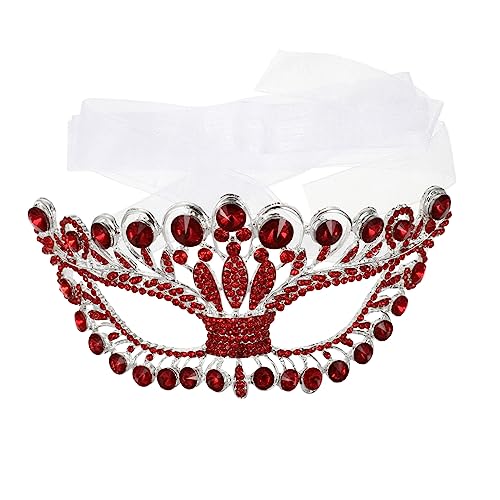 DEARMAMY Diamant maske halloween masken halloweenmaske hallowen masks gesichtsmaske halloween Abschlussball Masken Maskenball Masken Maskerade-Party-Maske Halloween-Requisite Legierung rot von DEARMAMY