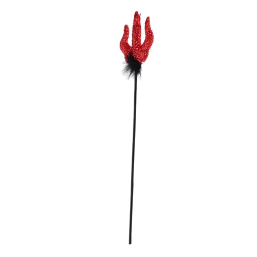 DEARMAMY Dreizack Stock Halloween Party Deko Halloween deko Cosplay Teufel Handstab Performance- Kostüm Halloween-Pitchgabel-Ornament Halloween-Dämonendekoration Plüsch rot von DEARMAMY