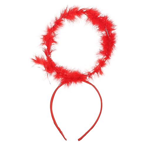 DEARMAMY Engel Stirnband Engel Cosplay Stirnband Party Haarschmuck Haarreifen Kostüm Engel Haarband Stirnbänder Kopfband Engel Cosplay Requisite Engel Cosplay Accessoire Rote Kunstfeder von DEARMAMY