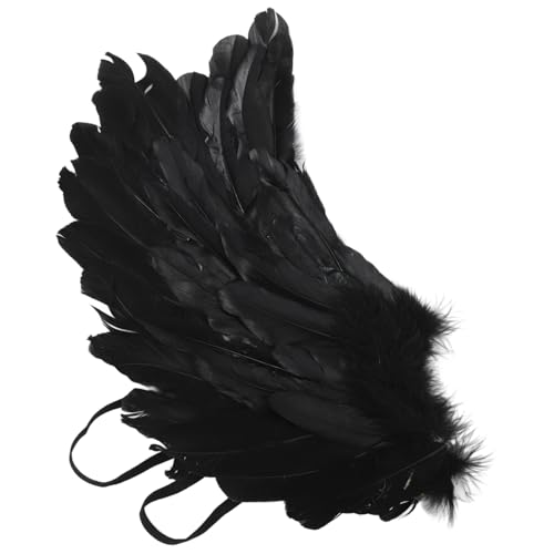 DEARMAMY Engelsflügel Kostüm für Damen Schwarze Federflügel für Halloween für Cosplay Fotografie und Bühnenaufführungen Verkleidung für Partys und Karneval von DEARMAMY