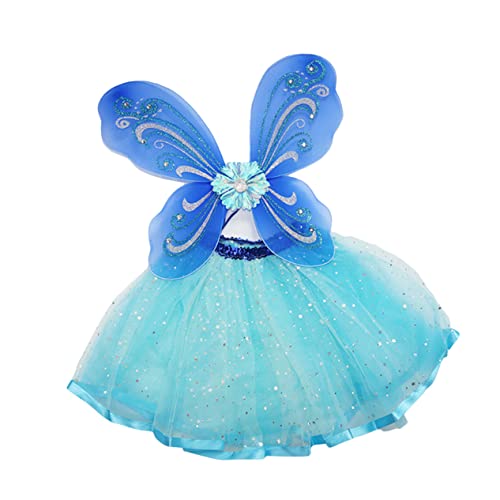 DEARMAMY Fairy Dress Set Für Mädchen Schmetterling Fee Kostüm Mit Tutu Rock Prinzessin Kostüm Für Geburtstagsfeiern Und Bühnenaufführungen von DEARMAMY