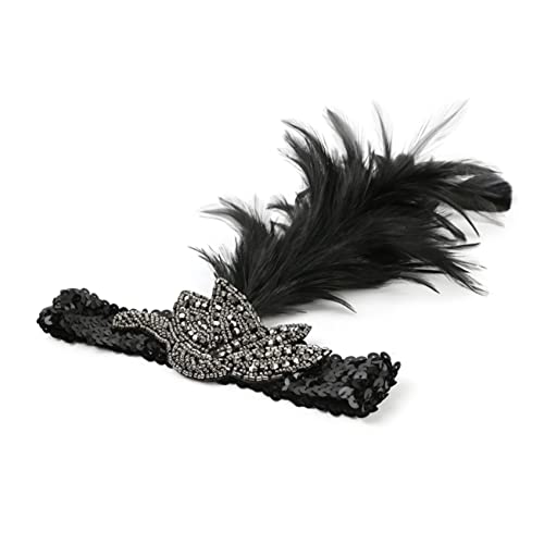 DEARMAMY Flapper Haarband Damen Vintage Jahre Haarschmuck mit Glitzer und Federn für Hochzeiten Themenpartys Abendveranstaltungen und Besondere Anlässe Accessoire von DEARMAMY