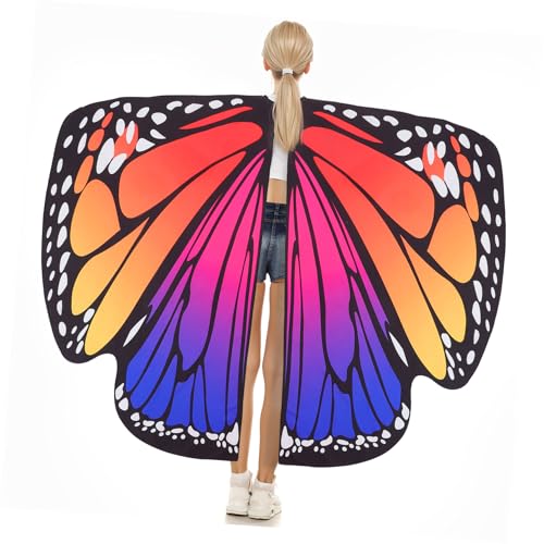 DEARMAMY Frauen Polyester Schmetterling Umhang Mit Flügeln Rotierendes Cape Für Damen Und Mädchen Ideales Kostümzubehör Für Karneval Fasching Und Cosplay Blau Und Rosé Große von DEARMAMY