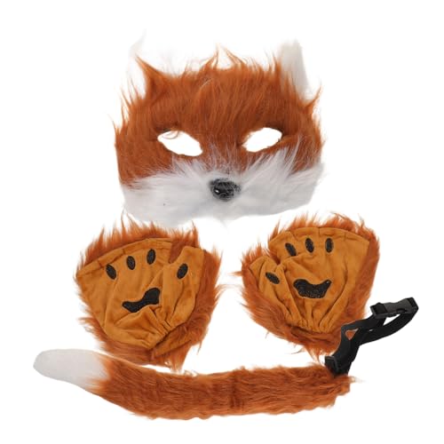 DEARMAMY Fuchs Kostüm Set Fuchsmaske Handschuhe Flauschiger Kunstpelz Realistisches Cosplay Zubehör für Mädchen Halloween Party Roleplay DEARMAMY Fuchs Kostüm Set Fuchsmaske Handschuhe Flauschiger Kunstpelz Realistisches Cosplay Zubehör für Mädchen Halloween Party Roleplay von DEARMAMY