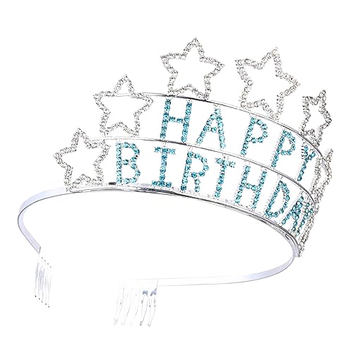 DEARMAMY Geburtstagskrone Haarreif mit Glitzerverzierung für Funkelndes Stirnband für Geburtstagsfeiern Hochzeiten und Partys Langlebig und Hautfreundlich von DEARMAMY