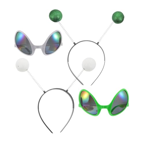 DEARMAMY Glitter Antenna Headbands mit Kostümbrille und Martian Antennen Leichtes Komfortables Party-set für Halloween Cosplay und Festliche Weltraum-themenveranstaltungen von DEARMAMY