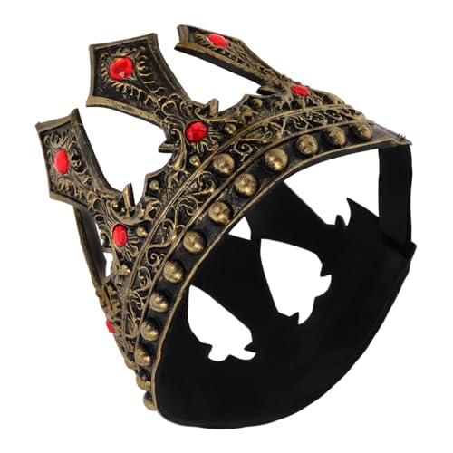 DEARMAMY Goldene Königskrone mit Strassbesatz für Herren und Jungen Leichtes Material Mittelalterliches Kostümzubehör für Geburtstagsfeiern Cosplay und Karnevalspartys von DEARMAMY