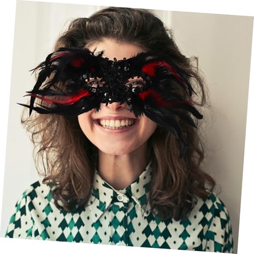 DEARMAMY Gothic Halbgesichtsmaske Damen Pailletten Kostüm Masquerade für Karneval Halloween Bühnenauftritte mit Elastischem Band von DEARMAMY