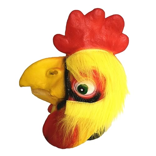 DEARMAMY Hühnerkopf Für Halloween Kostü Gruselige Theater Requisite Ideal Für Parties Und Streiche Und Naturgummi Hochwertige Halloween Hühnermaske von DEARMAMY