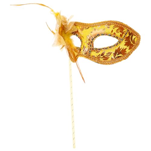 DEARMAMY Hält eine halbe Gesichtsmaske Abschlussball Maskerade Cosplay-Party Schaum-Halloween Masken halloween party half face mask maskarer plasure Halloween-Maske Partymaske Feder Golden von DEARMAMY