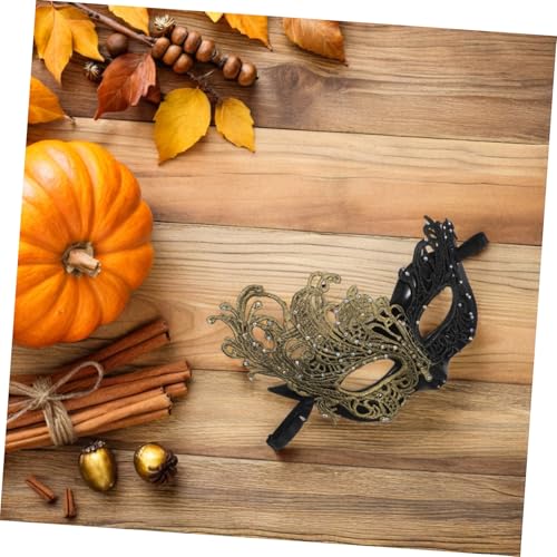 DEARMAMY Halbe Gesicht Maske Damen Spitzenmaskerade mit Elastischem Band für Halloween Karneval Ball Kostüm Zubehör Schwarz Gold DEARMAMY Halbe Gesicht Maske Damen Spitzenmaskerade mit Elastischem Band für Halloween Karneval Ball Kostüm Zubehör Schwarz Gold von DEARMAMY