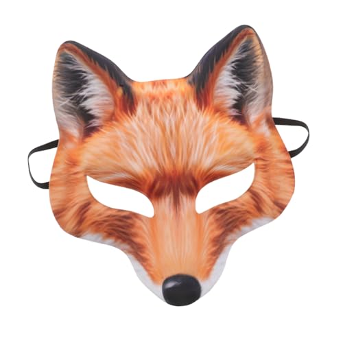 DEARMAMY Halbgesichts Fuchsmaske aus Material Realistische Halloween Cosplay Maske für Damen Herren Leichte Wiederverwendbare Tiermaske für Karneval Fasching und Mottoparty von DEARMAMY