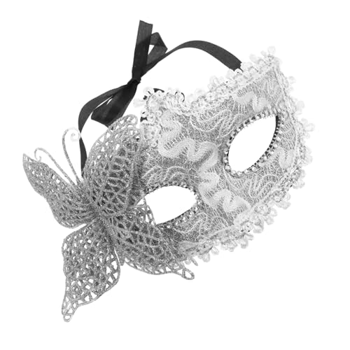 DEARMAMY Halbgesichtsmaske Schmetterling Luxus Maskerade Maske Maskerademaske Für Männer Und Frauen Karnevalsball Maske Männer Halloween-maske Maskerade-halbgesichtsbrille Silver Stoff DEARMAMY Halbgesichtsmaske Schmetterling Luxus Maskerade Maske Maskerademaske Für Männer Und Frauen Karnevalsball Maske Männer Halloween-maske Maskerade-halbgesichtsbrille Silver Stoff von DEARMAMY