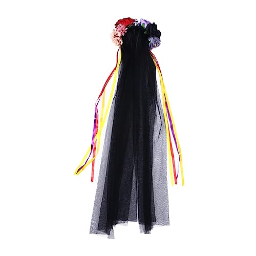 DEARMAMY Halloween Blumenhaarbänder mit Netz Kopfbedeckung für Kostümpartys für Halloween Weihnachten und Geburtstagsfeiern Damen Haarschmuck von DEARMAMY