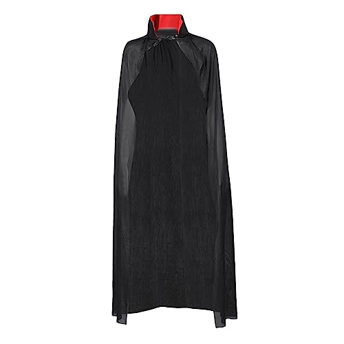 DEARMAMY Umhang Mit Halloween Vampir Umhang Schwarzer Cloak Für Halloween Cosplay Kostü Einlagiger Dämonen Umhang Für Rollenspiele Kostümpartys Für Erwachsene Halloween-Gewand von DEARMAMY